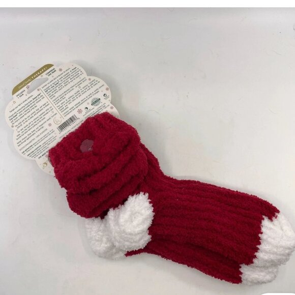 EARTH THERAPEUTICS DREAM SILK SHEA BUTTER MOISTURE COZY SOCKS-SANTA STYLE- OSFM - Picture 6 of 8